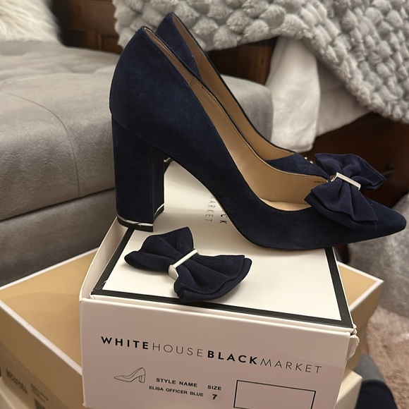 White House Black Market 3.5inch heels. Color is Elisa Officer Blue. - Picture 2 of 4